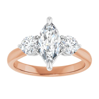 Marquise White & Rose Gold Accent Engagement Ring