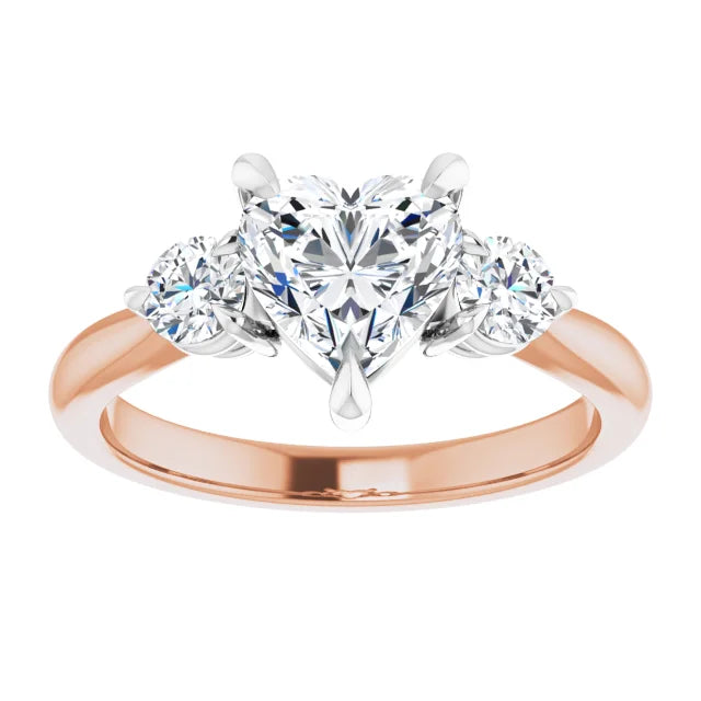 Heart White & Rose Gold Accent Engagement Ring