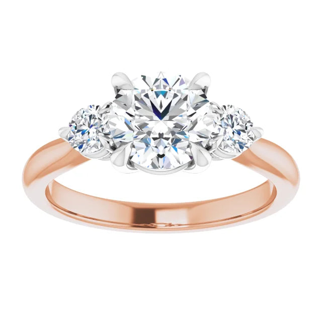 Round Brilliant White & Rose Gold Accent Engagement Ring