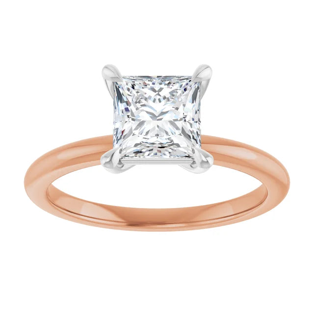 Princess White & Rose Gold Solitaire Engagement Ring