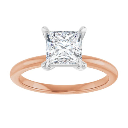 Princess White & Rose Gold Solitaire Engagement Ring