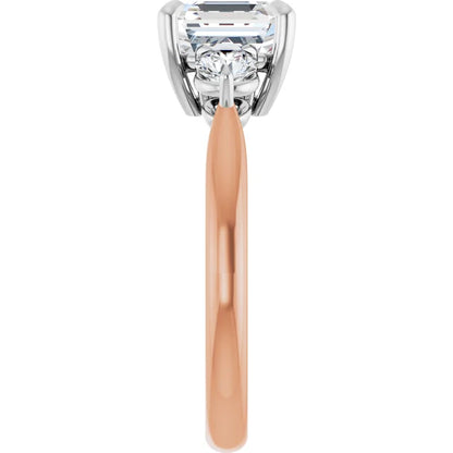 Asscher White & Rose Gold Accent Engagement Ring