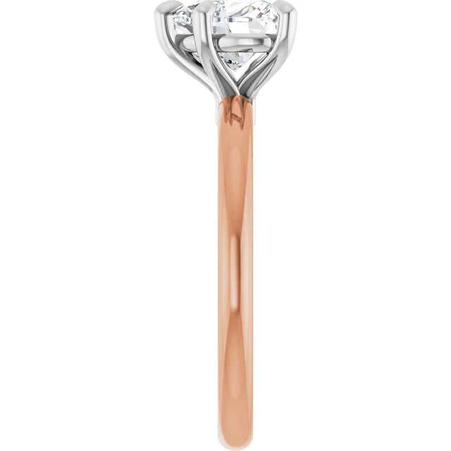 Heart White & Rose Gold Solitaire Engagement Ring