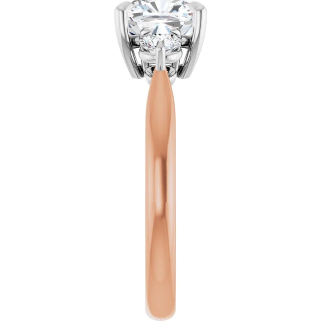 Cushion White & Rose Gold Accent Engagement Ring