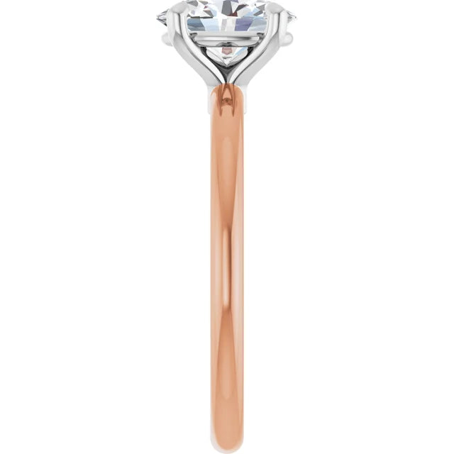 Oval White & Rose Gold Solitaire Engagement Ring