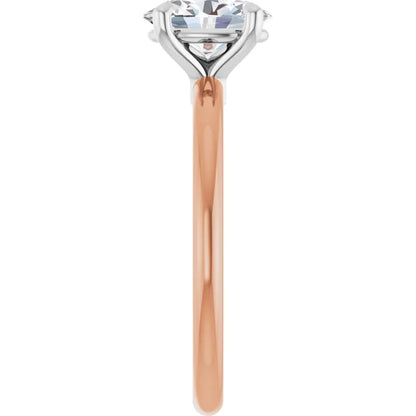 Oval White & Rose Gold Solitaire Engagement Ring