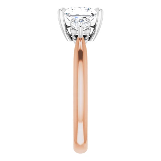 Princess White & Rose Gold Accent Engagement Ring