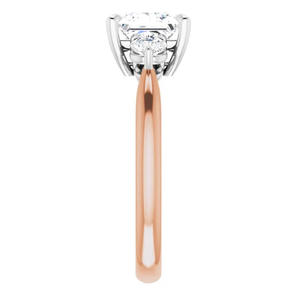 Princess White & Rose Gold Accent Engagement Ring