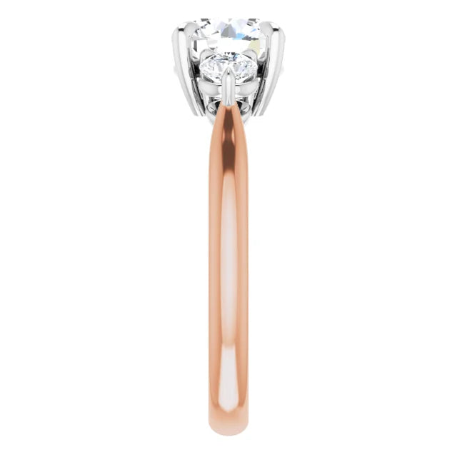 Round Brilliant White & Rose Gold Accent Engagement Ring
