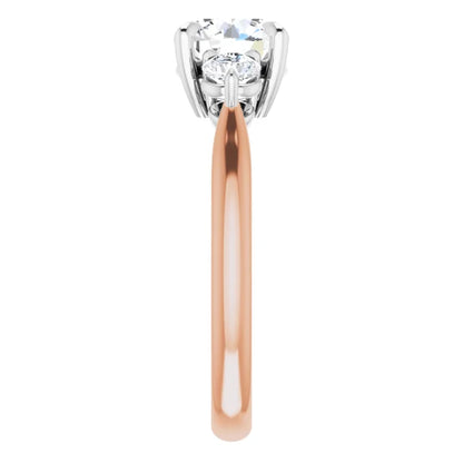 Round Brilliant White & Rose Gold Accent Engagement Ring