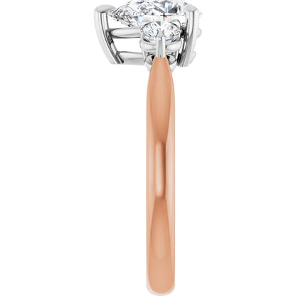 Pear White & Rose Gold Accent Engagement Ring