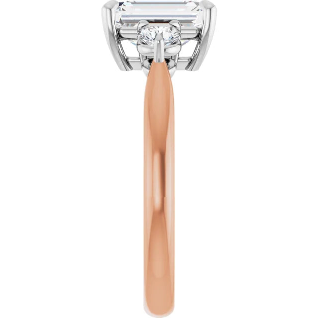 Emerald White & Rose Gold Accent Engagement Ring