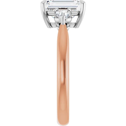 Emerald White & Rose Gold Accent Engagement Ring