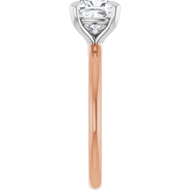 Cushion White & Rose Gold Solitaire Engagement Ring
