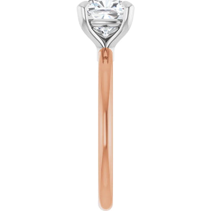 Cushion White & Rose Gold Solitaire Engagement Ring