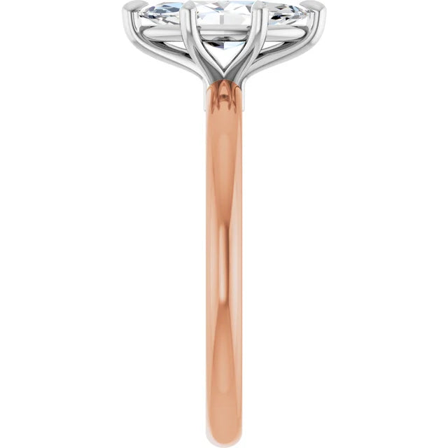 Marquise White & Rose Gold Solitaire Engagement Ring