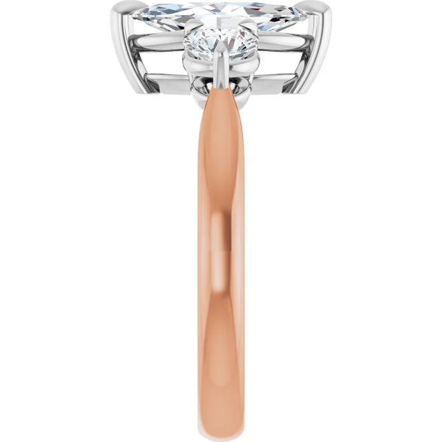 Marquise White & Rose Gold Accent Engagement Ring