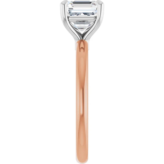 Asscher White & Rose Gold Solitaire Engagement Ring