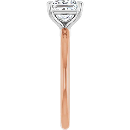 Princess White & Rose Gold Solitaire Engagement Ring