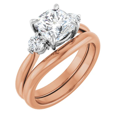 Cushion White & Rose Gold Accent Engagement Ring