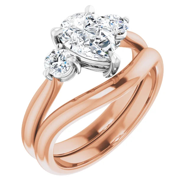 Pear White & Rose Gold Accent Engagement Ring