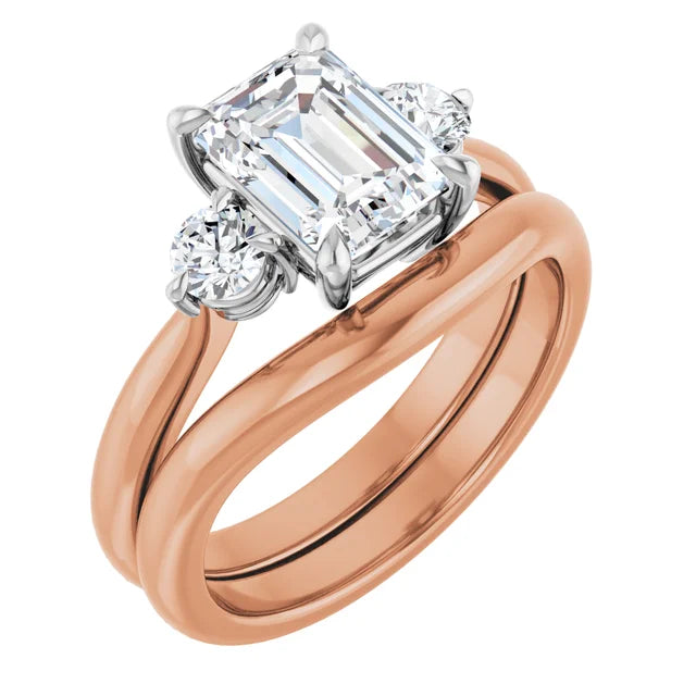 Emerald White & Rose Gold Accent Engagement Ring