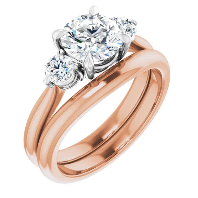Round Brilliant White & Rose Gold Accent Engagement Ring
