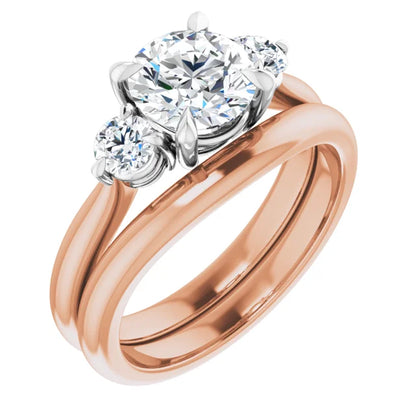 Round Brilliant White & Rose Gold Accent Engagement Ring