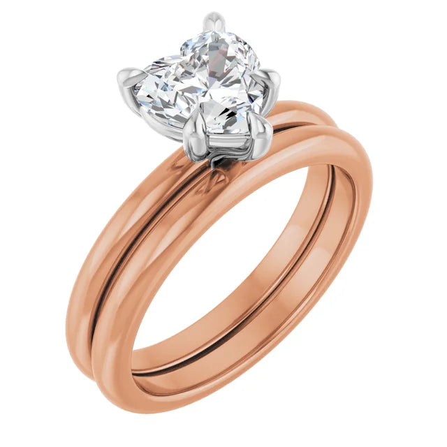 Heart White & Rose Gold Solitaire Engagement Ring