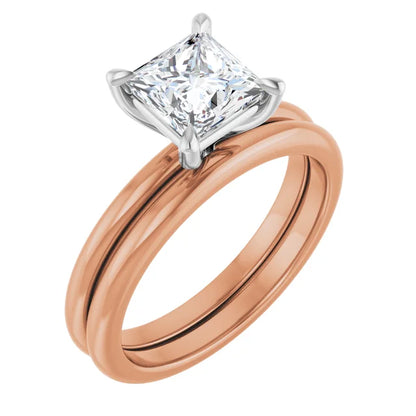 Princess White & Rose Gold Solitaire Engagement Ring