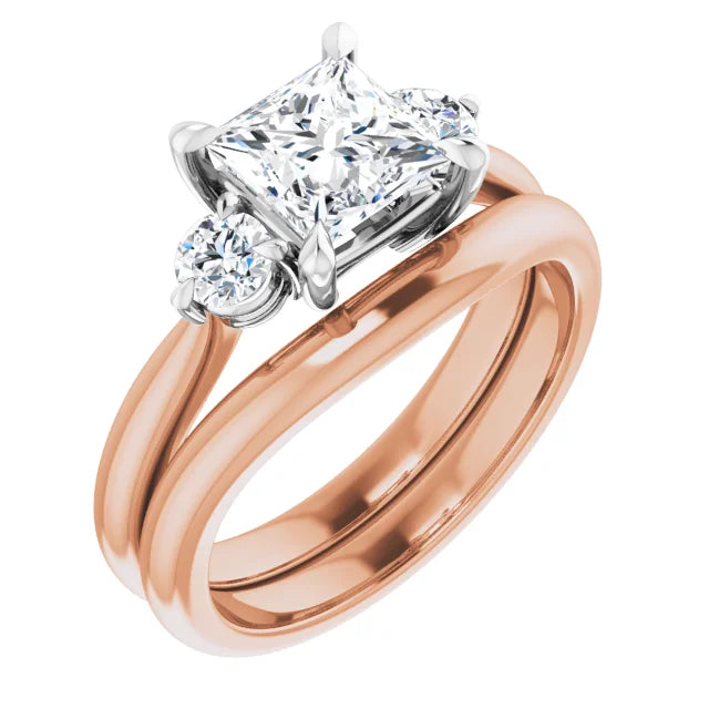 Princess White & Rose Gold Accent Engagement Ring
