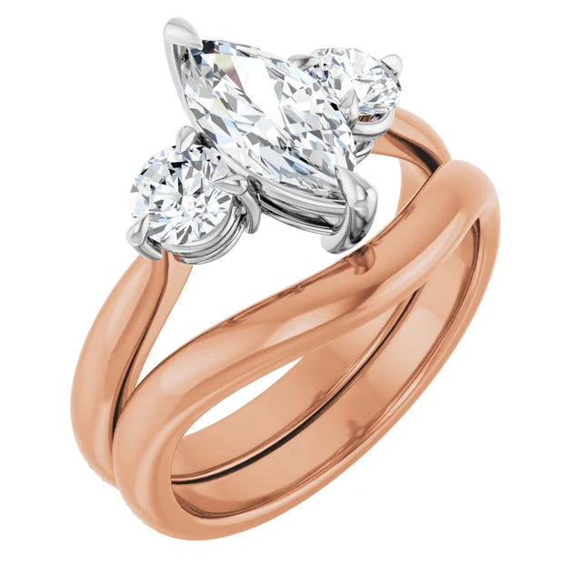 Marquise White & Rose Gold Accent Engagement Ring