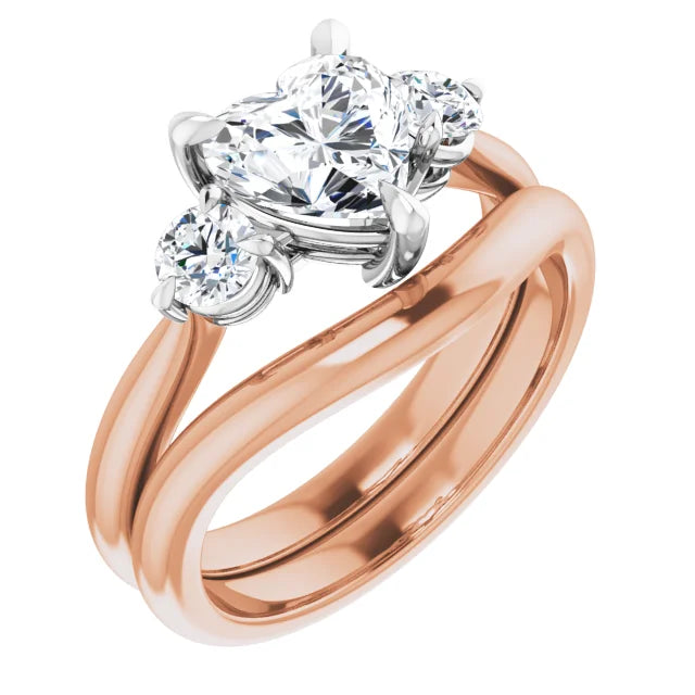 Heart White & Rose Gold Accent Engagement Ring