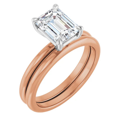 Emerald White & Rose Gold Solitaire Engagement Ring