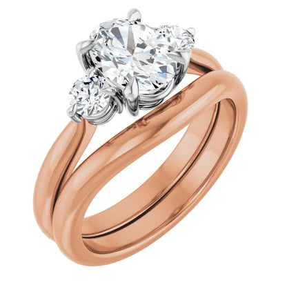 Oval White & Rose Gold Accent Engagement Ring