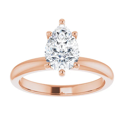 Pear Cut Low Hidden Halo Solitaire Engagement Ring