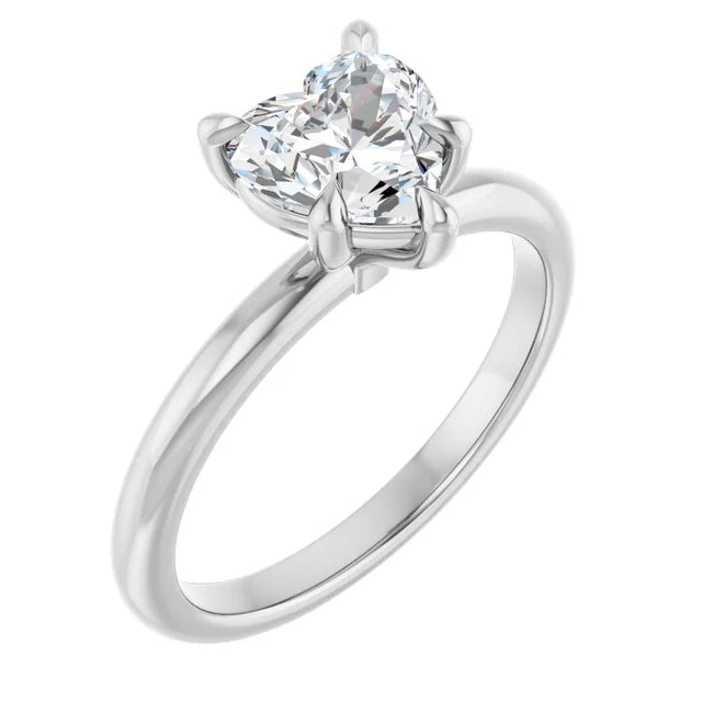Heart White Gold Solitaire Engagement Ring