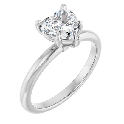 Heart White Gold Solitaire Engagement Ring