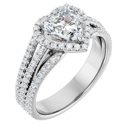 Heart White Gold Halo Style Engagement Ring