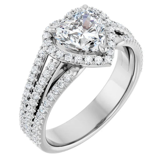 Heart White Gold Halo Style Engagement Ring