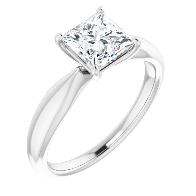 Princess White Gold Knife Edge Solitaire Engagement Ring