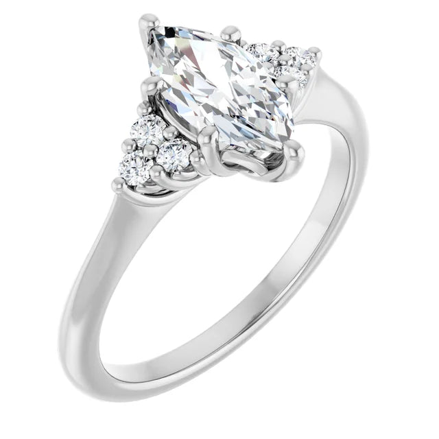 Marquise White Gold Antique Inspired Design Engagement Ring