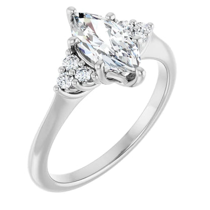 Marquise White Gold Antique Inspired Design Engagement Ring