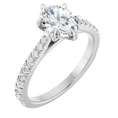 Oval White Gold Claw Set Style Engagement Ring