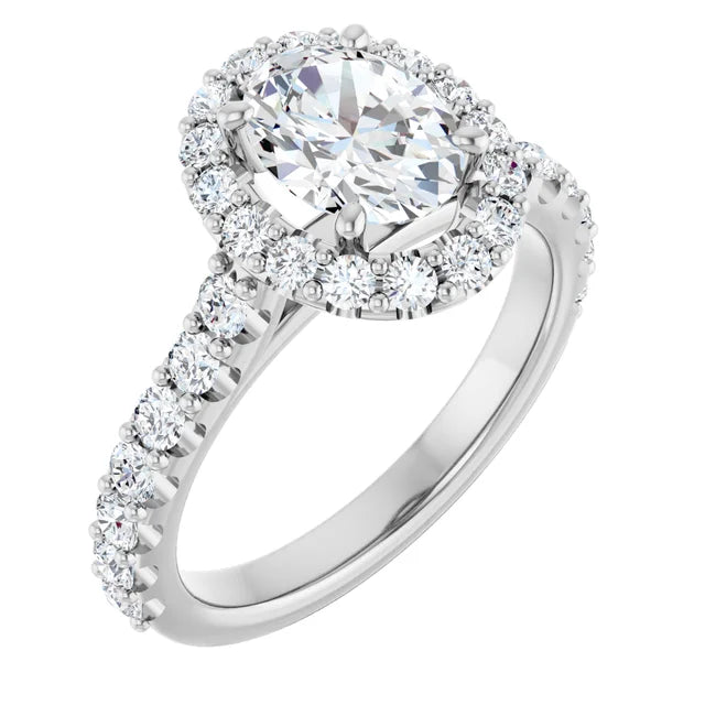 Oval Halo White Gold Style Engagement Ring