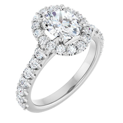 Oval Halo White Gold Style Engagement Ring