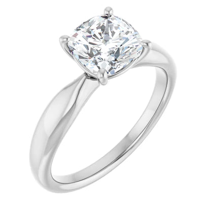 Cushion White Gold Knife Edge Solitaire Engagement Ring