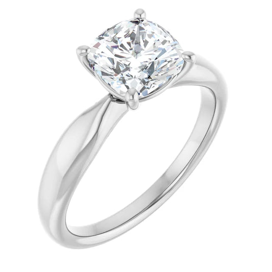 Cushion White Gold Knife Edge Solitaire Engagement Ring