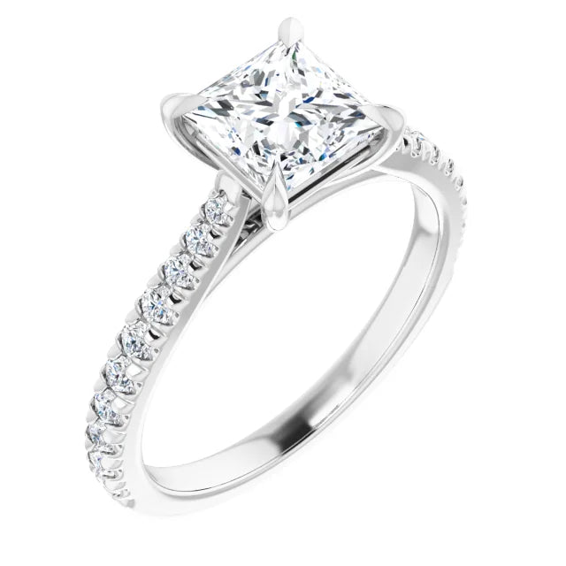 Princess White Gold Claw Set Style Engagement Ring