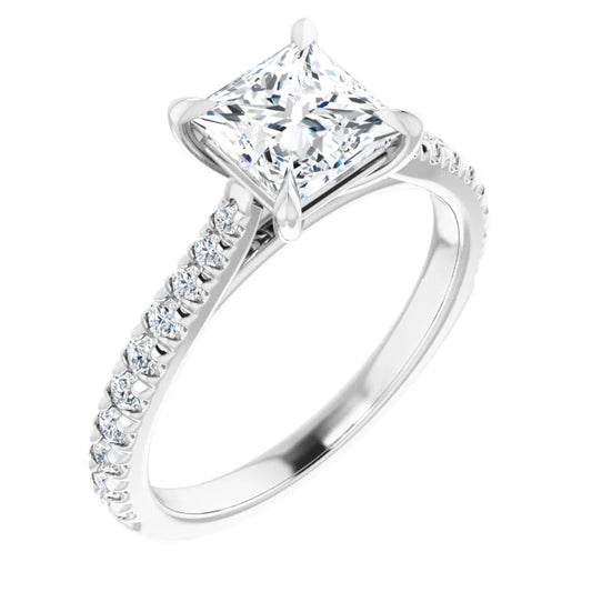 Princess White Gold Claw Set Style Engagement Ring